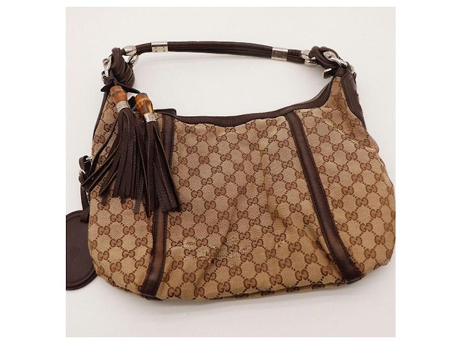 Borsa Hobo Gucci GG Supreme Canvas Leather Brown - vista 6