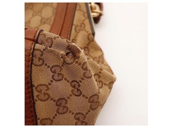 Borsa Hobo Gucci Monogram Canvas Pelle Brown - vista 11