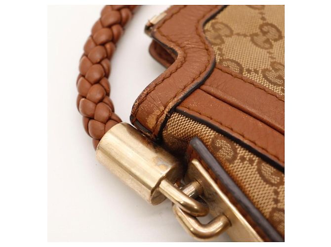 Borsa Hobo Gucci Monogram Canvas Pelle Brown - vista 12