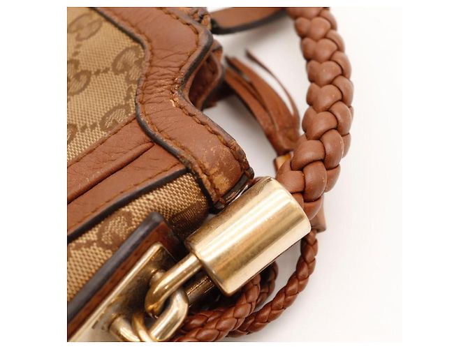 Borsa Hobo Gucci Monogram Canvas Pelle Brown - vista 14