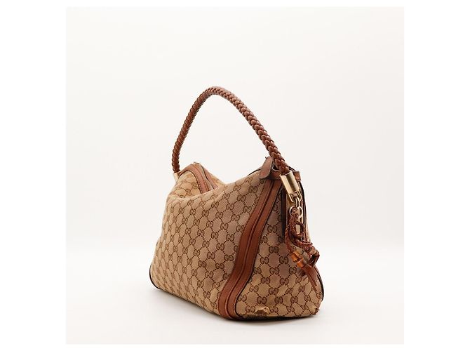 Borsa Hobo Gucci Monogram Canvas Pelle Brown - vista 2