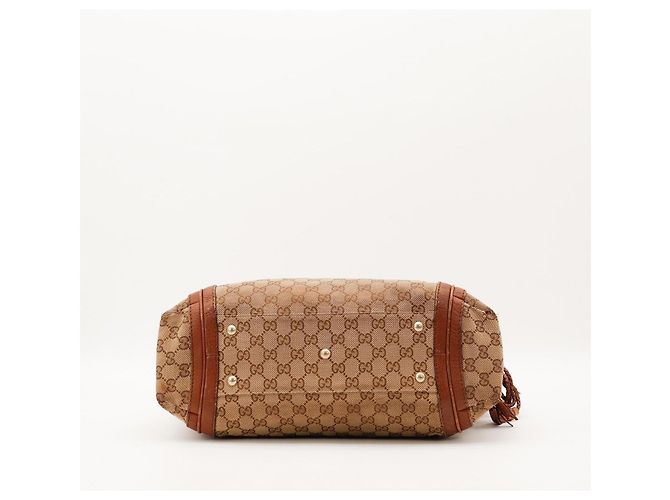 Borsa Hobo Gucci Monogram Canvas Pelle Brown - vista 5