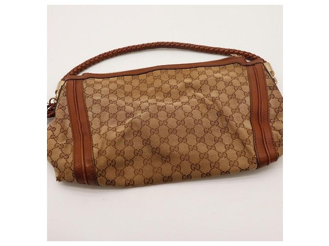Borsa Hobo Gucci Monogram Canvas Pelle Brown - vista 6