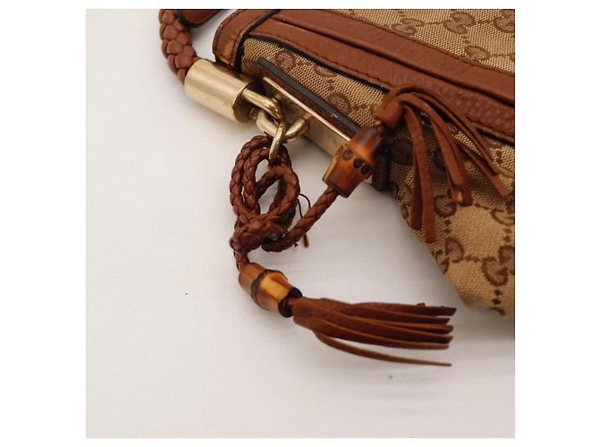 Borsa Hobo Gucci Monogram Canvas Pelle Brown - vista 9