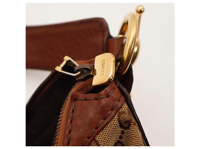 Borsa Hobo Gucci Monogram Canvas Pelle Brown - vista 10