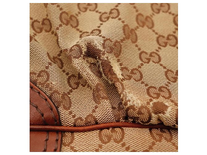 Borsa Hobo Gucci Monogram Canvas Pelle Brown - vista 12
