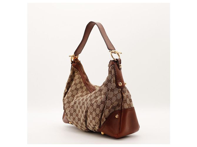 Borsa Hobo Gucci Monogram Canvas Pelle Brown - vista 2