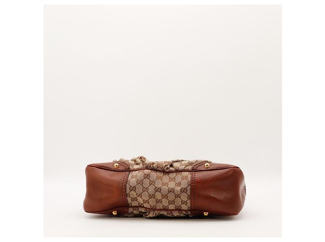 Borsa Hobo Gucci Monogram Canvas Pelle Brown - vista 5