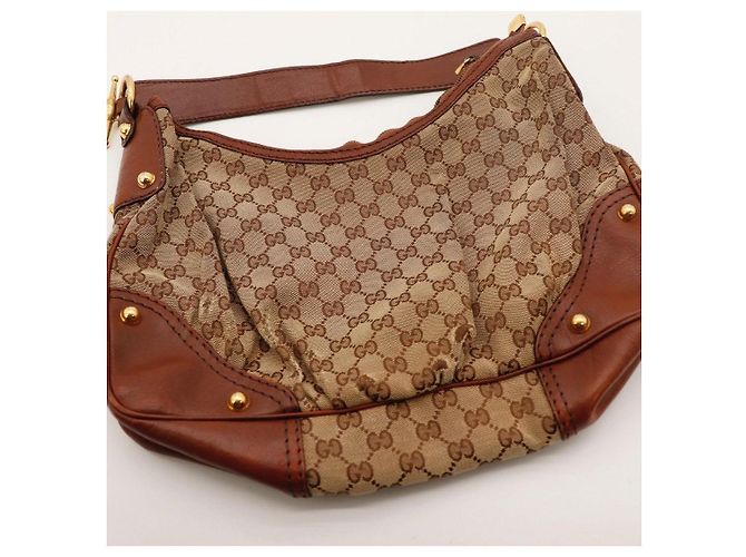 Borsa Hobo Gucci Monogram Canvas Pelle Brown - vista 6