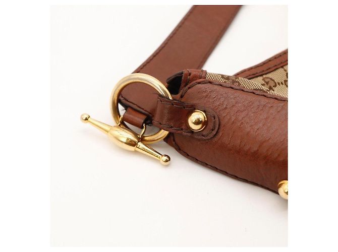 Borsa Hobo Gucci Monogram Canvas Pelle Brown - vista 7