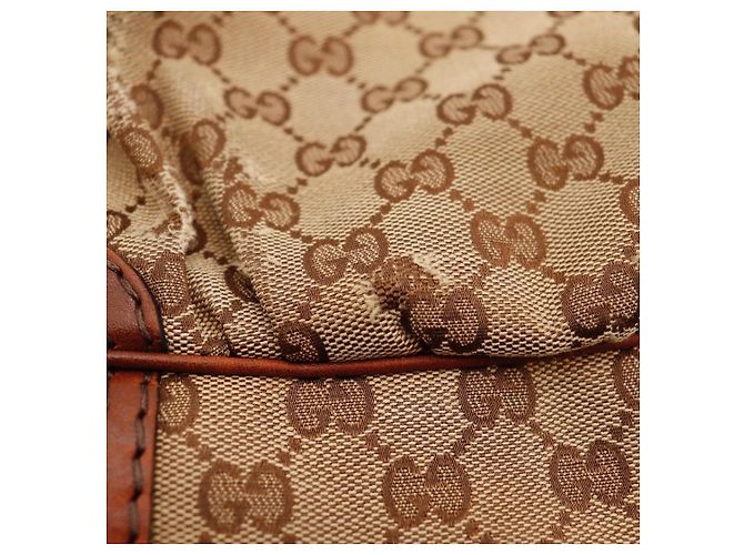 Borsa Hobo Gucci Monogram Canvas Pelle Brown - vista 8
