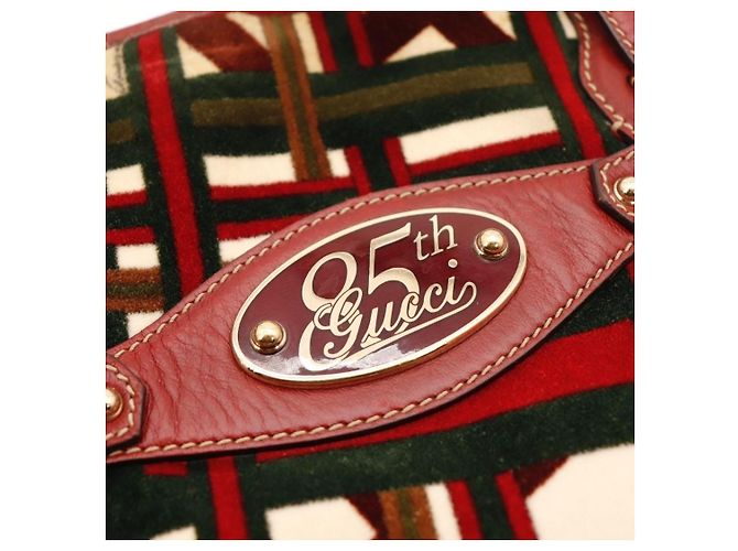 Borsa Hobo Gucci 95th Anniversary Velluto Rosso e Verde e Pelle - vista 10