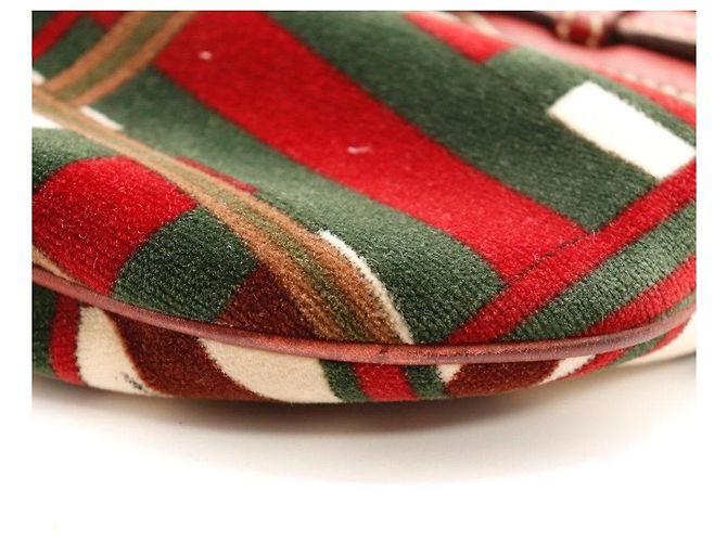 Borsa Hobo Gucci 95th Anniversary Velluto Rosso e Verde e Pelle - vista 12