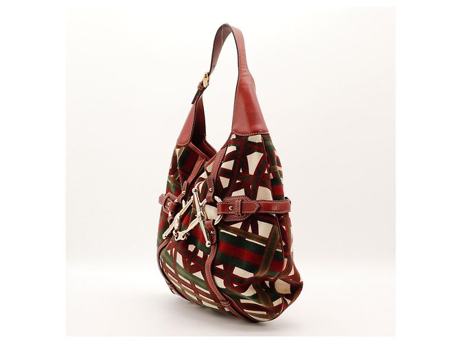 Borsa Hobo Gucci 95th Anniversary Velluto Rosso e Verde e Pelle - vista 2