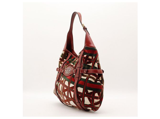 Borsa Hobo Gucci 95th Anniversary Velluto Rosso e Verde e Pelle - vista 4