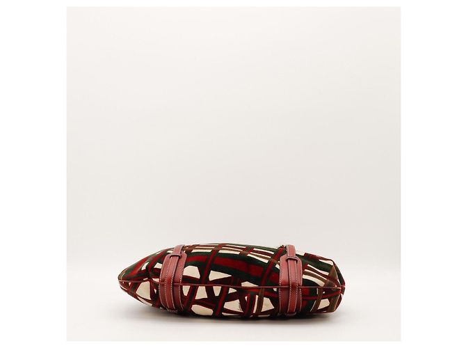 Borsa Hobo Gucci 95th Anniversary Velluto Rosso e Verde e Pelle - vista 5