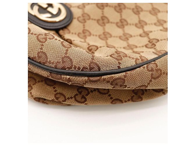 Borsa Hobo Gucci Monogram Canvas Pelle Brown - vista 10
