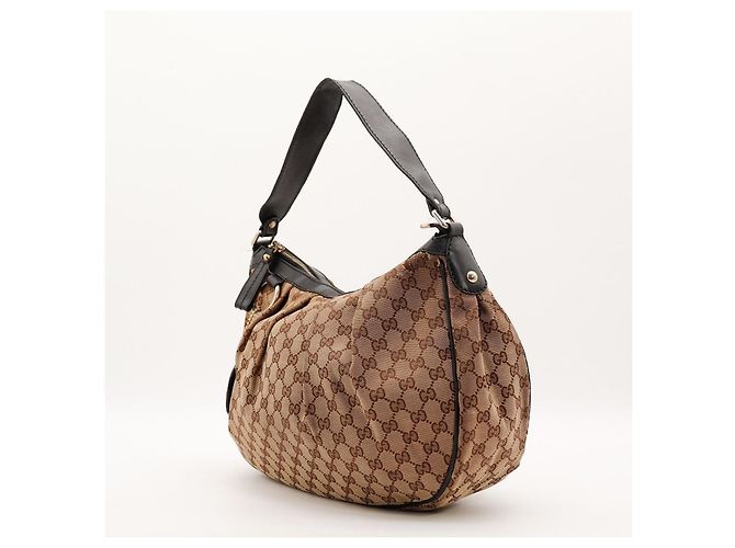Borsa Hobo Gucci Monogram Canvas Pelle Brown - vista 2