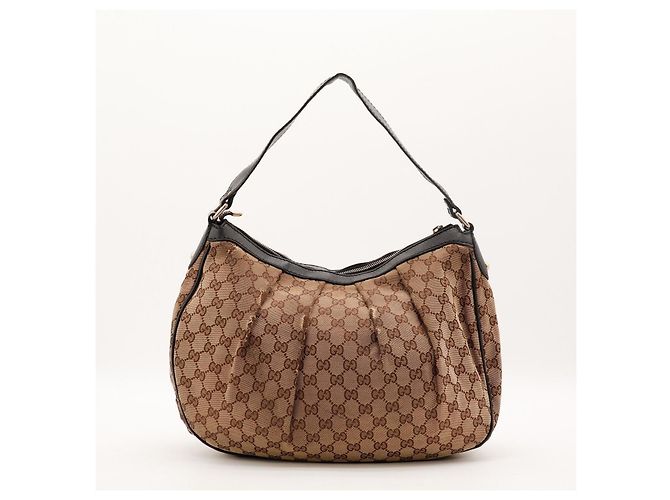 Borsa Hobo Gucci Monogram Canvas Pelle Brown - vista 3