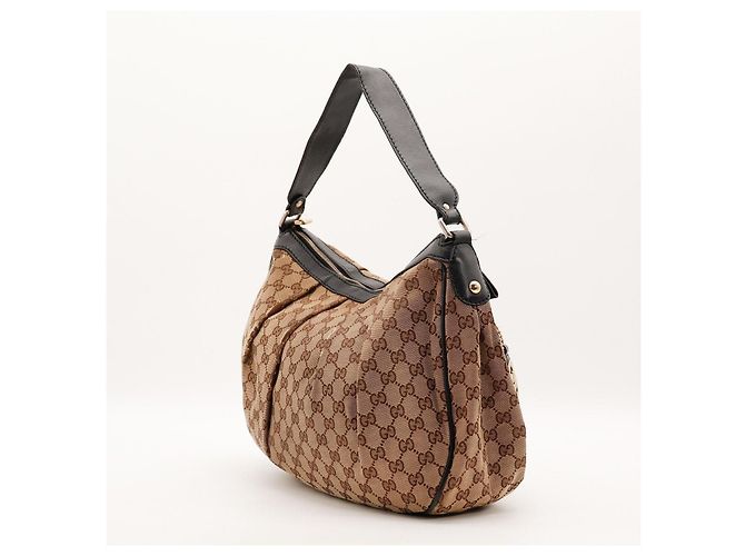 Borsa Hobo Gucci Monogram Canvas Pelle Brown - vista 4