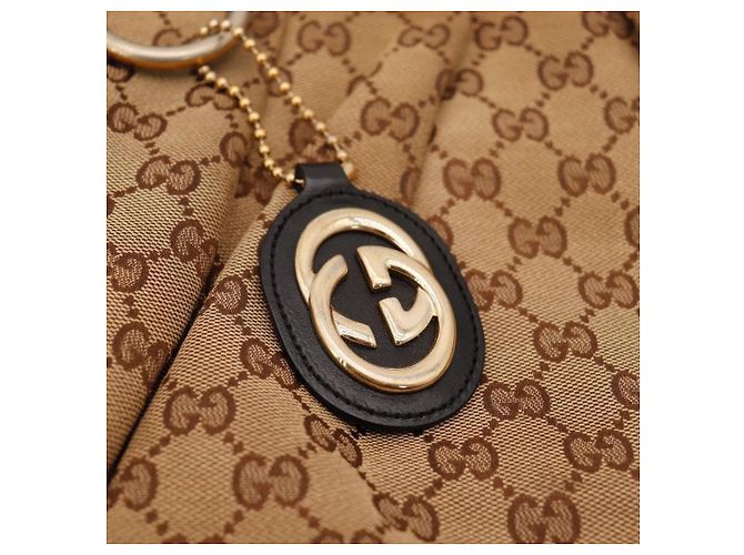 Borsa Hobo Gucci Monogram Canvas Pelle Brown - vista 7