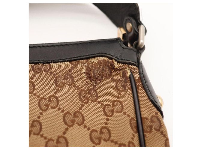 Borsa Hobo Gucci Monogram Canvas Pelle Brown - vista 9