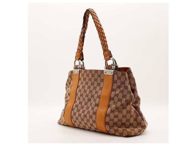 Borsa a tracolla Gucci in tela monogram e pelle Marrone - vista 2