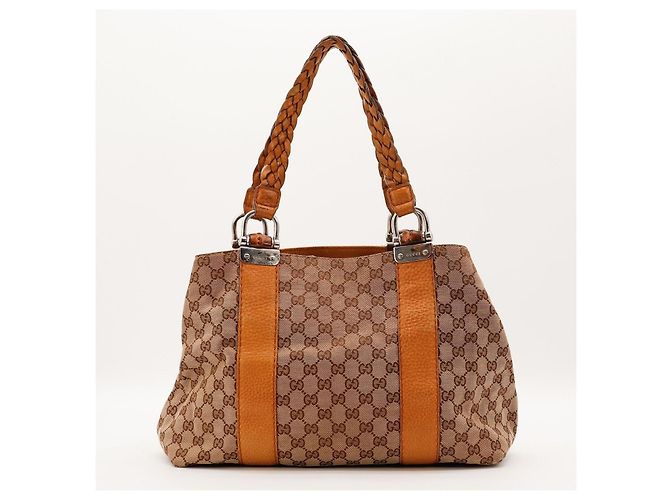 Borsa a tracolla Gucci in tela monogram e pelle Marrone - vista 3