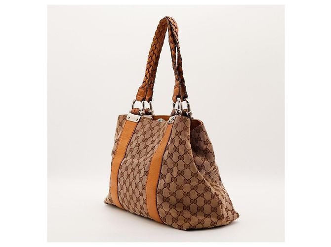 Borsa a tracolla Gucci in tela monogram e pelle Marrone - vista 4