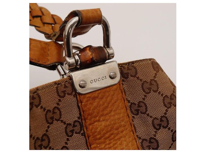 Borsa a tracolla Gucci in tela monogram e pelle Marrone - vista 7