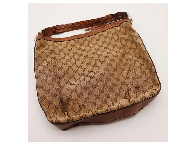 Borsa Hobo Gucci Monogram Canvas Pelle Brown - vista 6