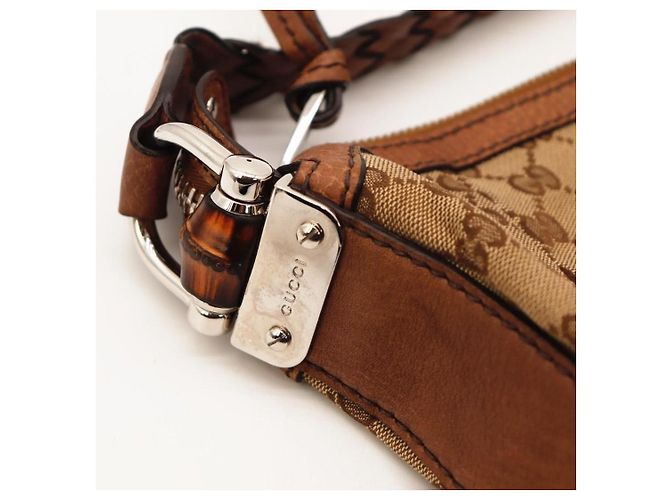 Borsa Hobo Gucci Monogram Canvas Pelle Brown - vista 8