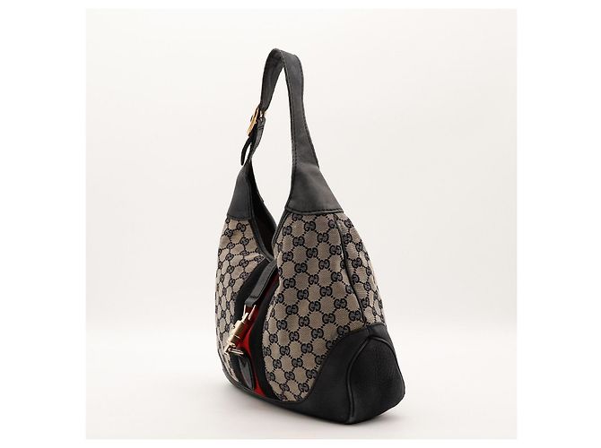 Borsa Hobo Gucci Monogram Canvas Leather Red Black - vista 2