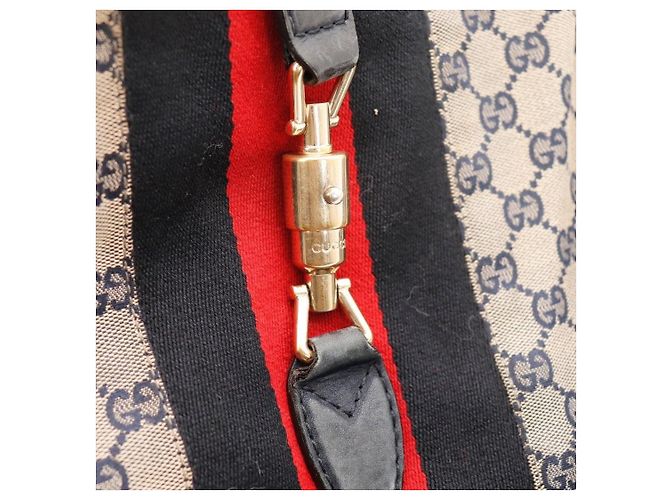 Borsa Hobo Gucci Monogram Canvas Leather Red Black - vista 7