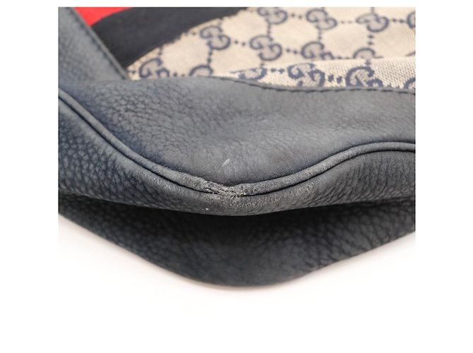 Borsa Hobo Gucci Monogram Canvas Leather Red Black - vista 9