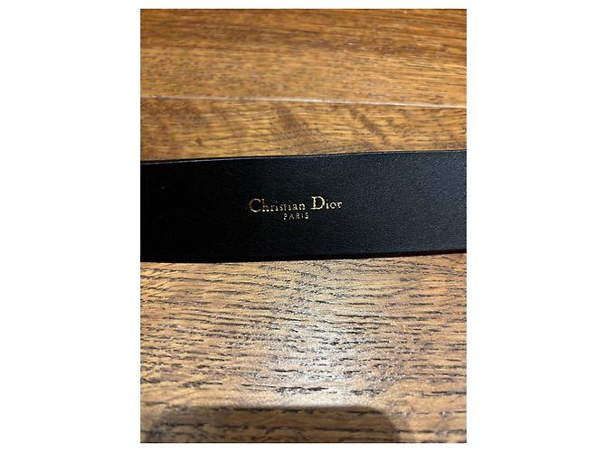 Cinturón Christian Dior de cuero negro hebilla 'D' - vista 3
