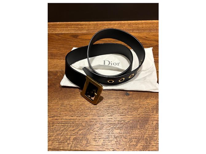 Cinturón Christian Dior de cuero negro hebilla 'D' - vista 4