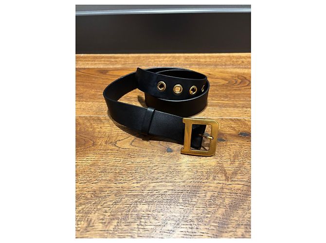Cinturón Christian Dior de cuero negro hebilla 'D' - vista 5