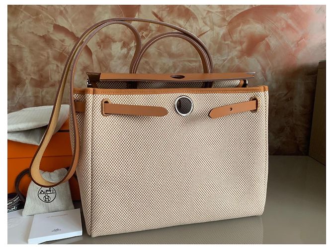 Hermès Herbag 31 en Toile et Cuir - vue 11