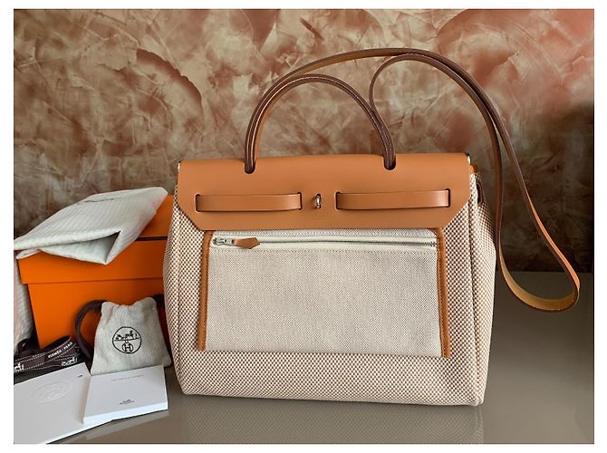 Hermès Herbag 31 en Toile et Cuir - vue 3