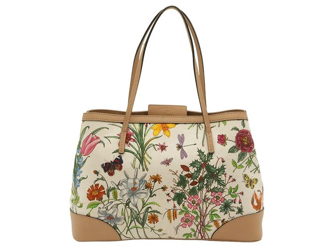 Gucci Flora Tote Bag Beige Canvas - Ansicht 2