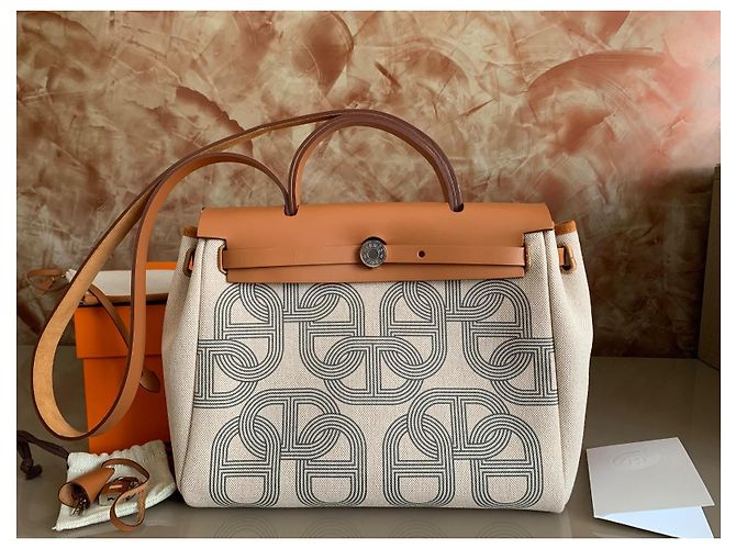Borsa Hermès Herbag 31 in Tela e Pelle - vista 2