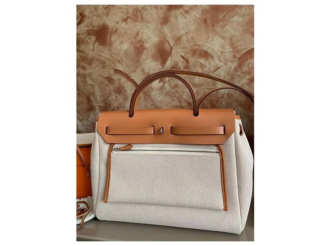 Borsa Hermès Herbag 31 in Tela e Pelle - vista 3