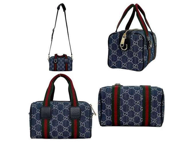 Sac Mini Boston Gucci GG Denim Sherry Ophidia - vue 2