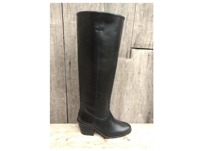 Autre Marque Maison Kitsuné Botas altas de cuero negro - vista 2