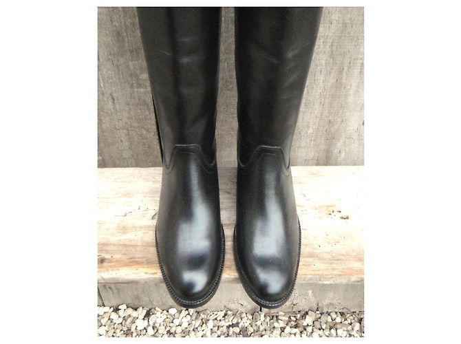 Autre Marque Maison Kitsuné Botas altas de cuero negro - vista 3