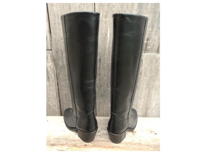 Autre Marque Maison Kitsuné Botas altas de cuero negro - vista 4