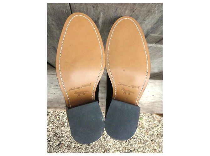 Autre Marque Maison Kitsuné Botas altas de cuero negro - vista 5