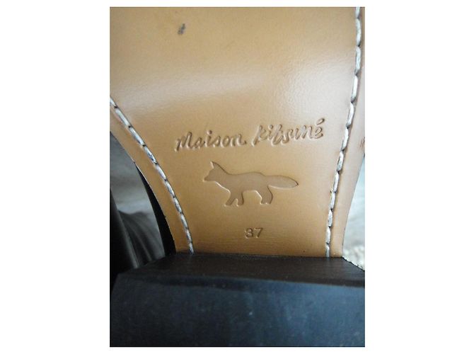 Autre Marque Maison Kitsuné Botas altas de cuero negro - vista 6