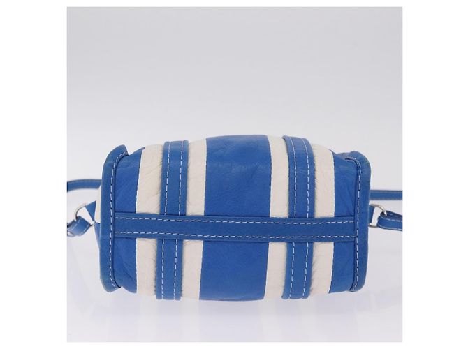 Balenciaga Bazaar Shopper XS Bag Leather 2way Blue Silver 452458 Auth 208406A - Jerrillo - vista 12